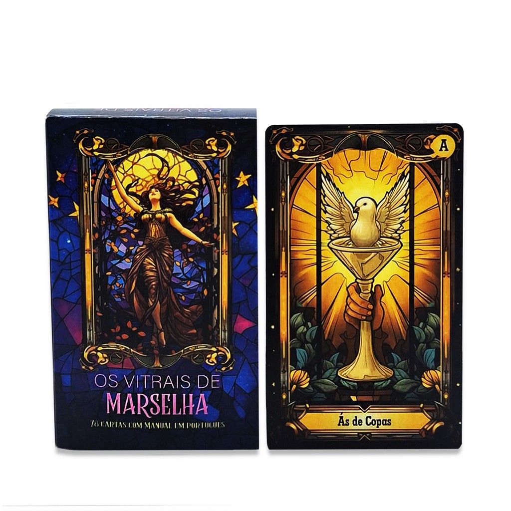 Tarô Os Vitrais de Marselha 78 Cartas Alta Qualidade Manual