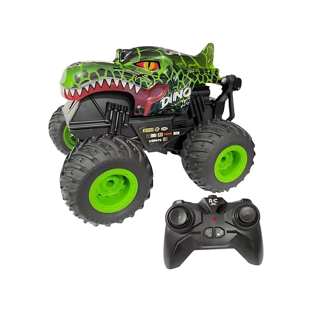 Brinquedo Infantil Carrinho LED 7 Spin Monster Verde com Controle Remoto Zippy T