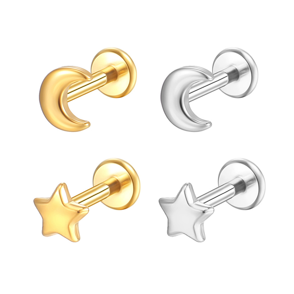 2PCS Kit Piercing Helix Tragus Conch Boca-Medusa Labret Aço Cirúrgico Pvd Lua 1,2x8 em Oferta na Shopee