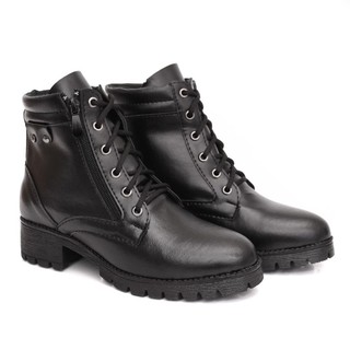 Coturno Tratorado Feminino Cadarço Zíper Bota Casual