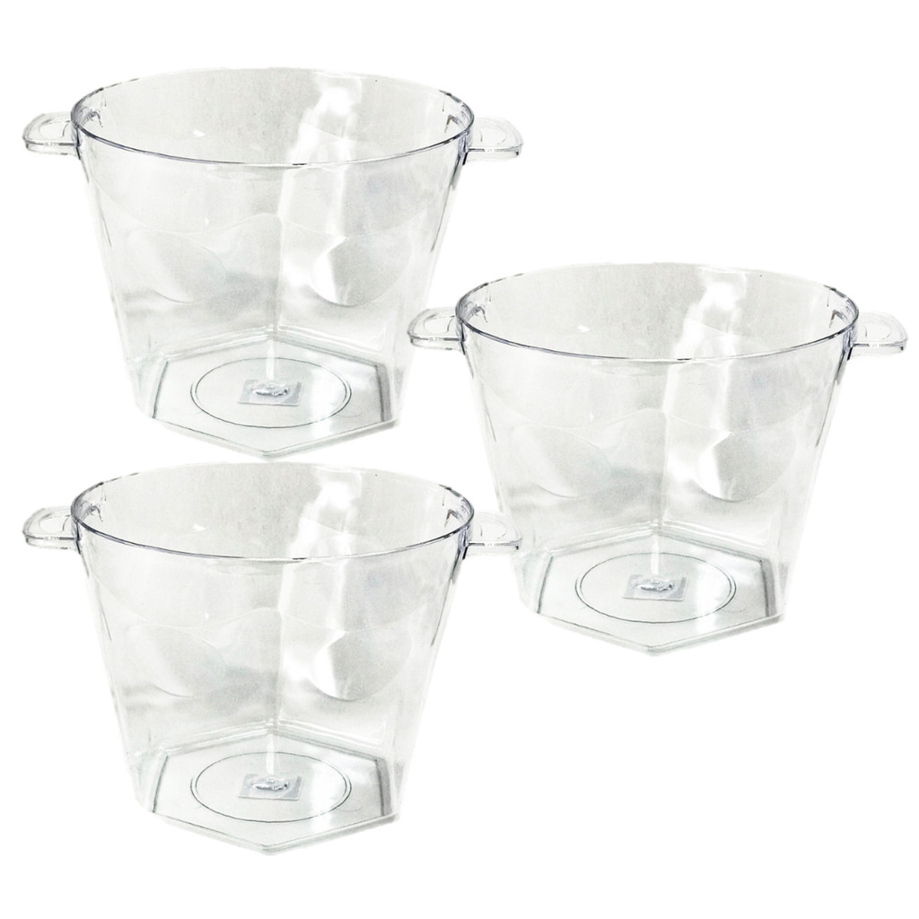 Balde Gelo Acrílico Cerveja Champanhe Bebida 4250ml Kit 3pçs
