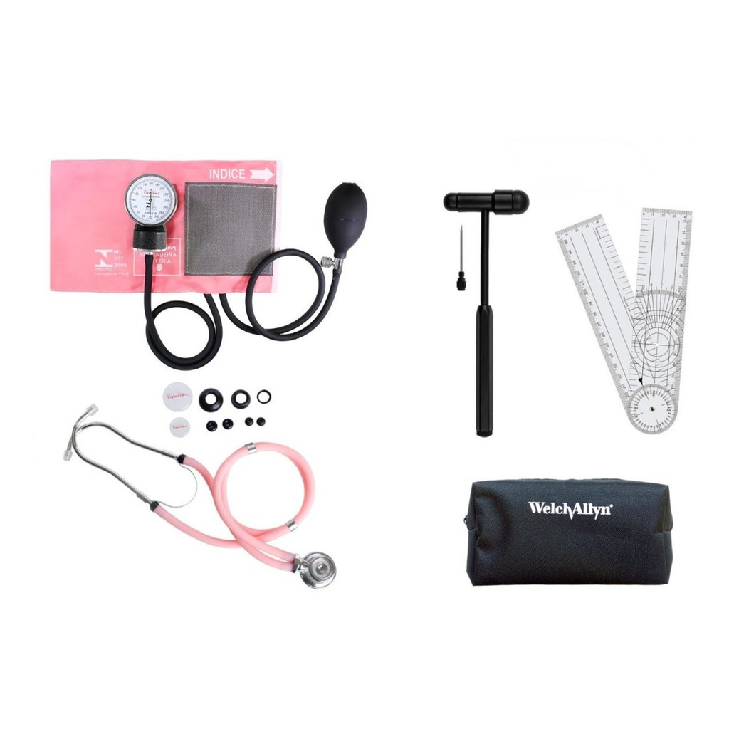 Kit Fisioterapia Esfigmo Esteto Martelo Buck Goniômetro Case