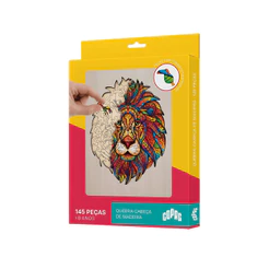 Jogo Quebra-Cabeça de Madeira Estampa Leão com 145 Peças Copag - 33361 Brinquedo Criança PUZZLE