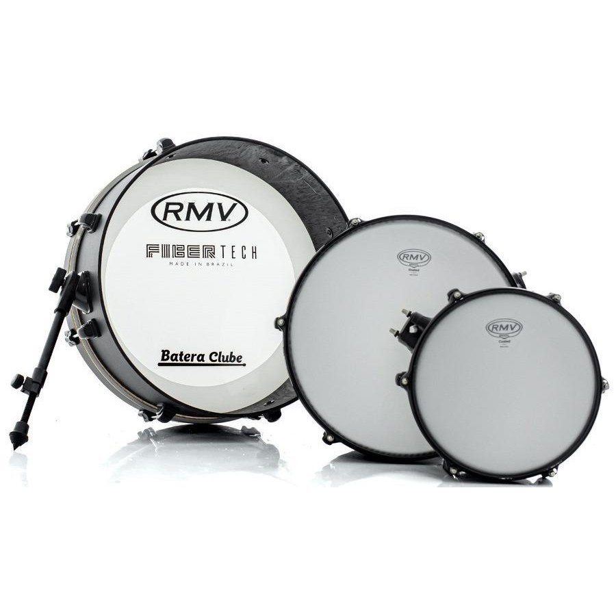 Bateria RMV FiberTech Trip Opus Black Super Compacta c/ 3 Tambores guarde tudo no bumbo (Exclusiva)