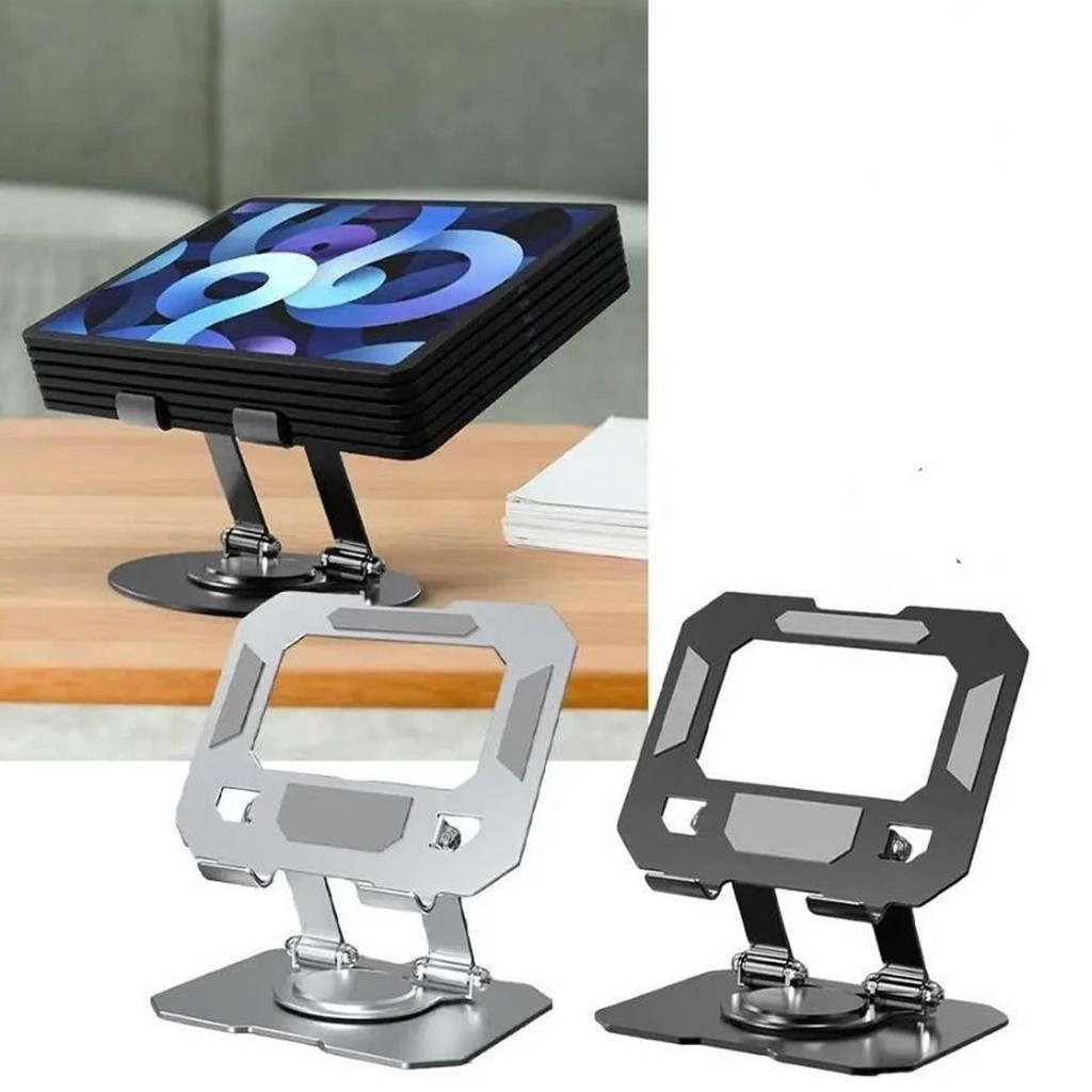 Suporte Tablet 360 Graus de Alumínio Mesa Giratório em Alumínio Ajustável Antiderrapante P/Tablet e Celular