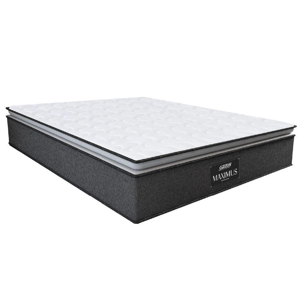 Colchão Casal King Gazin Molas Ensacadas Pillow Top Maximus 193x203x28cm Cinza - Branco Cinza-bran