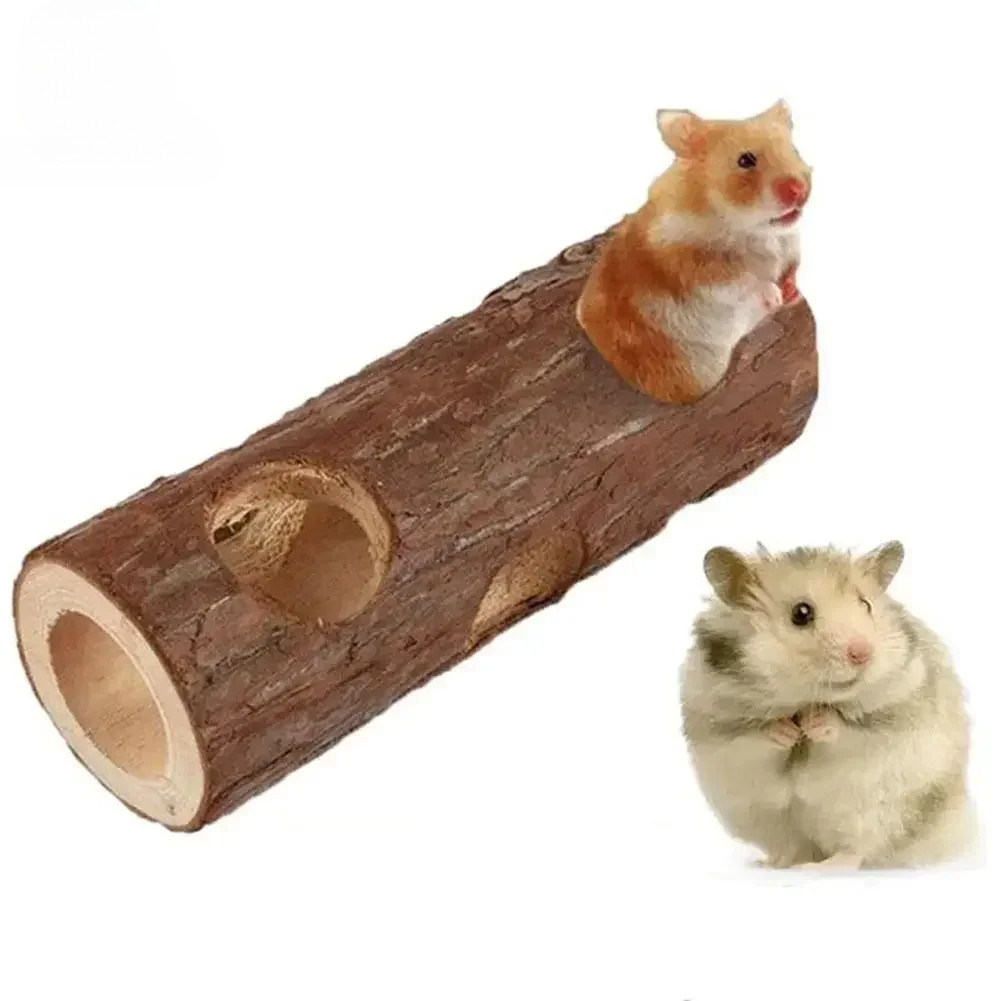 Hamster Túneis De Madeira Natural Tubos Resistente À Mordida Esconderijo Túnel Molar Brinquedo Para Gatos Internos Cães