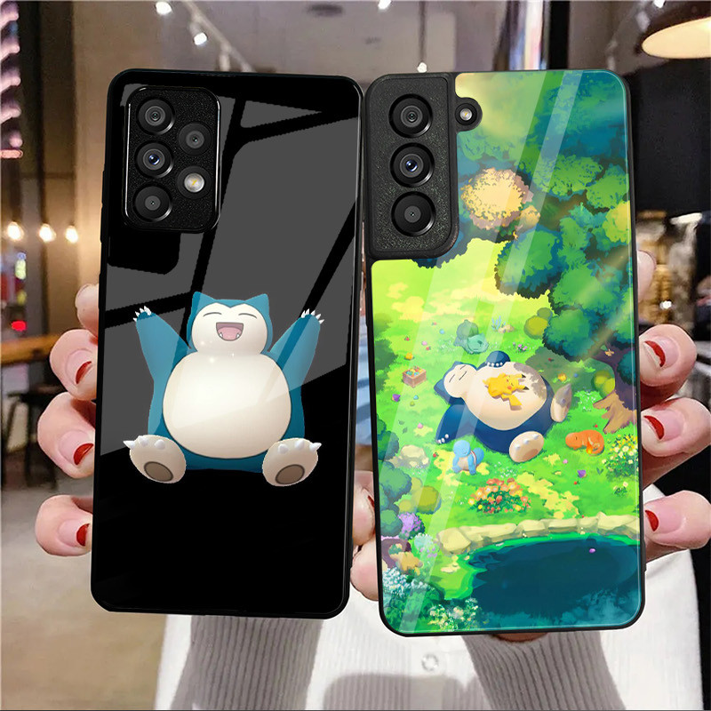 Capa De Telefone De Vidro pokemon snorlax 03 Para Samsung Galaxy A14 A16 A30 A22 A32 A33 A34 A40 A42 A55 4G A52 A53 A54 