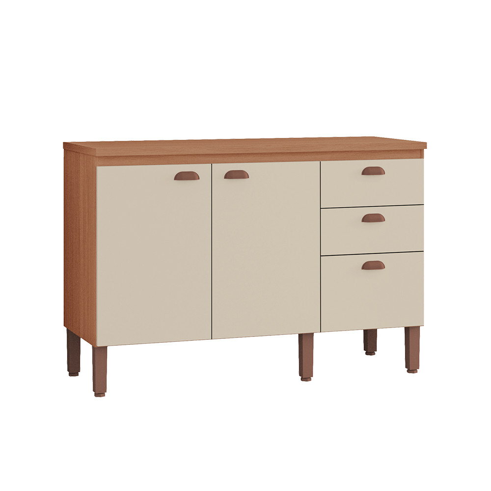 Balcão Grande Cozinha Jéssica New 100% MDF Tuboarte 2 Portas 3 Gavetas em Oferta na Shopee