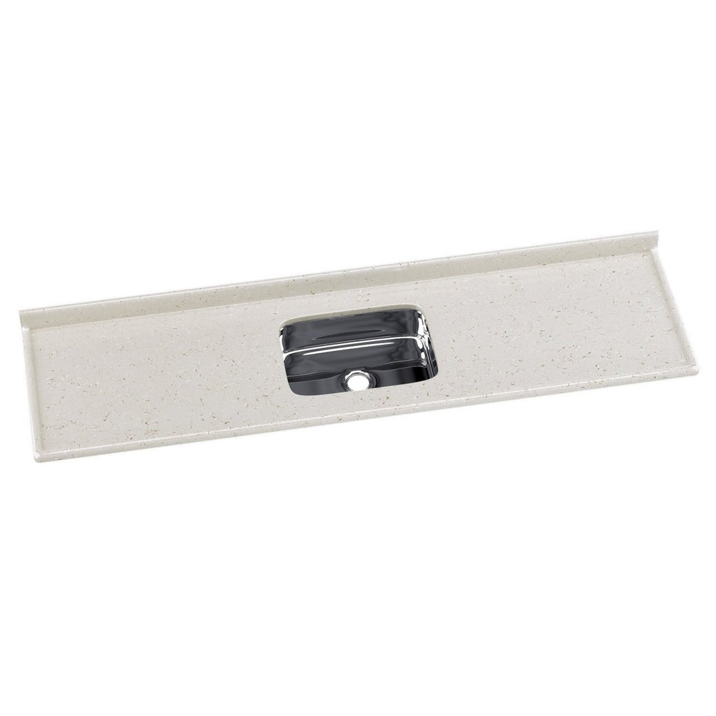 Pia Para Cozinha Em Mármore Sintético Com Cuba Em Aço Inox 199cmx55cm Travertino - Home & Living