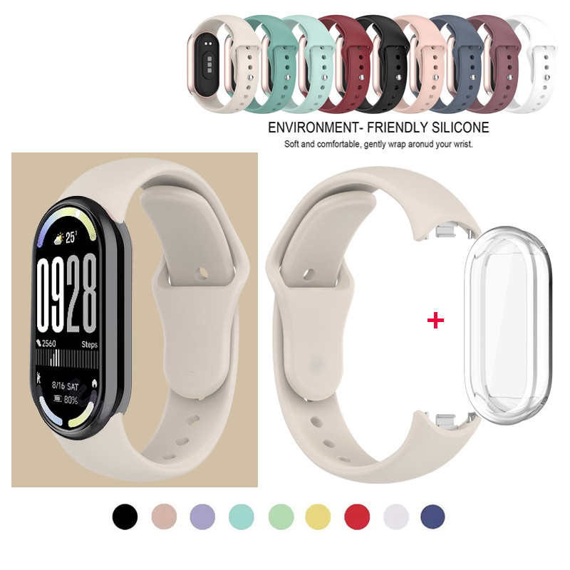 Pulseira De Silicone 2 Em 1 Para Xiaomi Mi Band 11/10 Pulseiras De Relógio Com Capa Protetora Smart 9/8