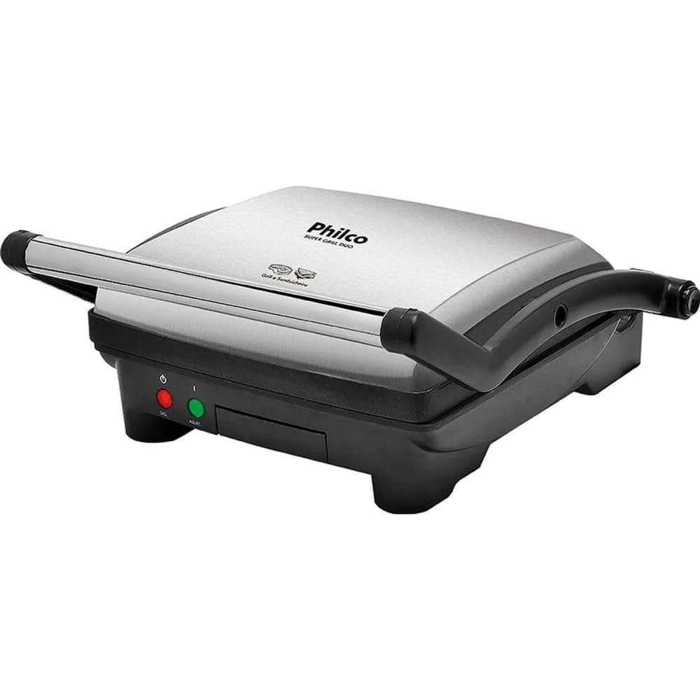 Super Grill Duo Philco 2 Em 1 Abertura 180° Inox 220V