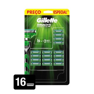 Carga Gillette Mach3 Sensitive c/ 16 unidades em Oferta na Shopee