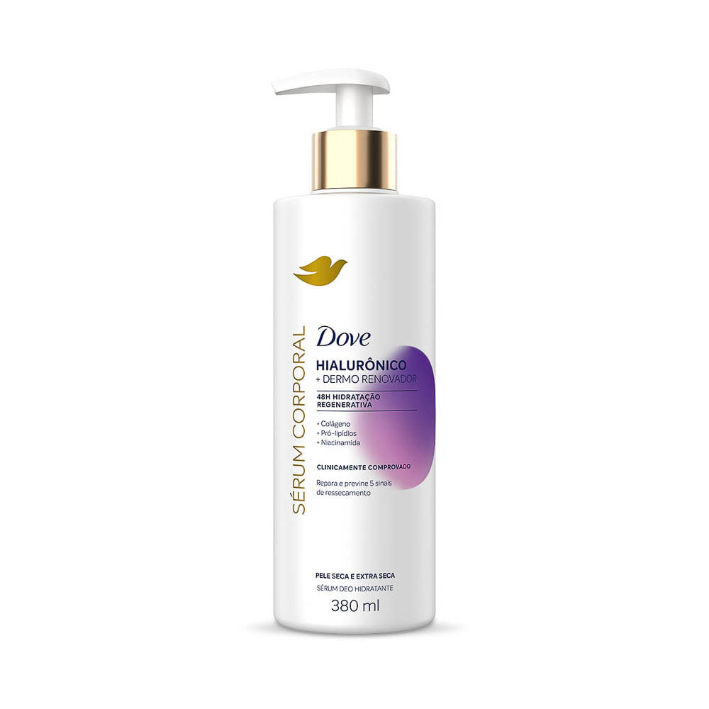 Dove Sérum Hidratante Corporal Hialurônico Dermo Renovador Pele Seca e Extra Seca 380ml