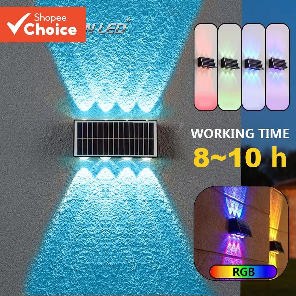 Luz De Parede Solar Externa 8/6/4 LED Refletor RGB Quente À Prova D'água Para Lâmpada De Decoração De Jardim
