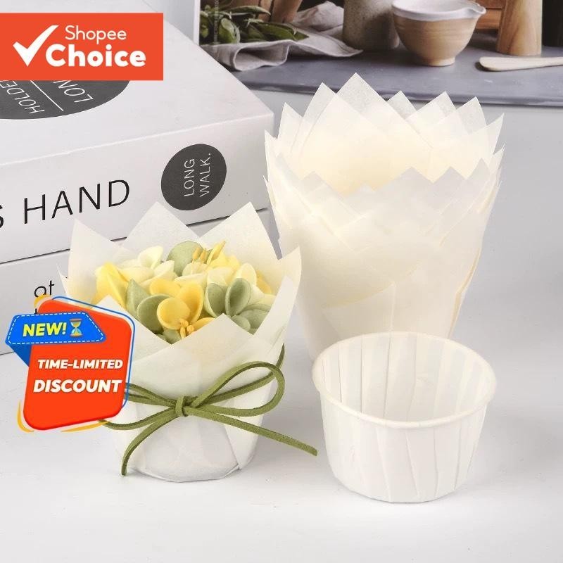 200 Cupcakes De Papel Tulipa Forrados Com Copos De Panqueca Fáceis De Descascar Assados Em