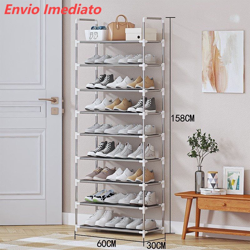 Prateleira Sapateira 9 Andares De Metal Com Plastico Organizador Multiuso Prata Para Sapato Calçado em Oferta na Shopee
