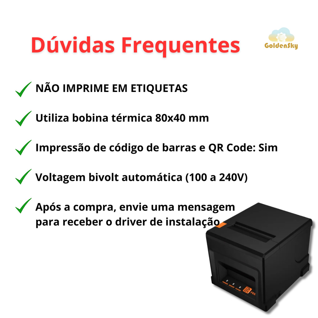 Detalhes do Impressora Térmica Ticket Cupom Nao Fiscal 58mm 80MM Ethernet Guilhotina Milimetros Pc USB Bivolt