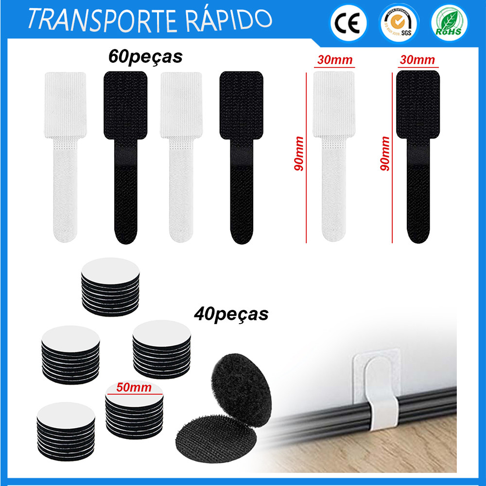 100x ficha de fixação Gancho de velcro Clipe de velcro redondo