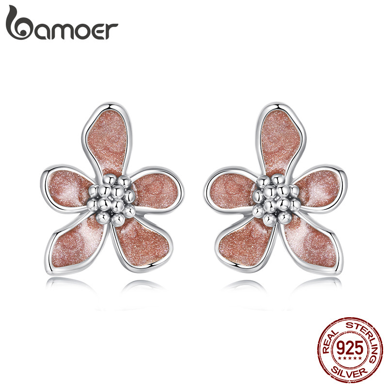 Bamoer 925 Brincos De Prata Esterlina Originais Flor De Outono Joias Antialérgicas Presente Feminino em Oferta na Shopee