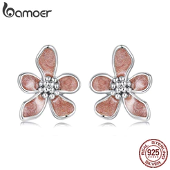 Bamoer 925 Brincos De Prata Esterlina Originais Flor De Outono Joias Antialérgicas Presente Feminino