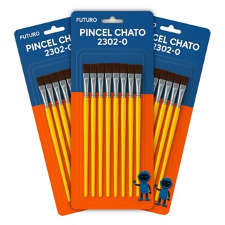 Kit 12, 24 ou 36 Pincel Escolar Chato Cabo Infantil Pintura Artes Guache Colorir em Oferta na Shopee