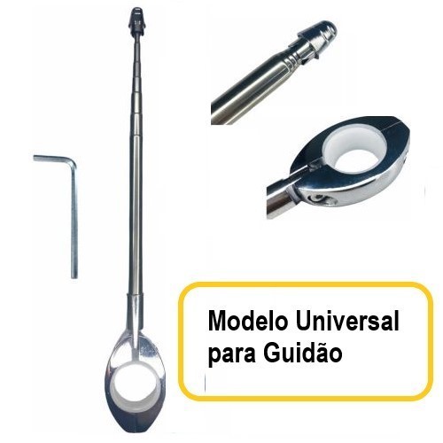 Antena Corta Pipa Universal Moto Guidao Retratil Cm65 Preta Cromada 7 estágios Brinde chave allen — imagem 2 de 2