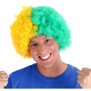 Peruca Black Power Brasil Verde Amarela Torcida Copa Do Mundo em Oferta na Shopee