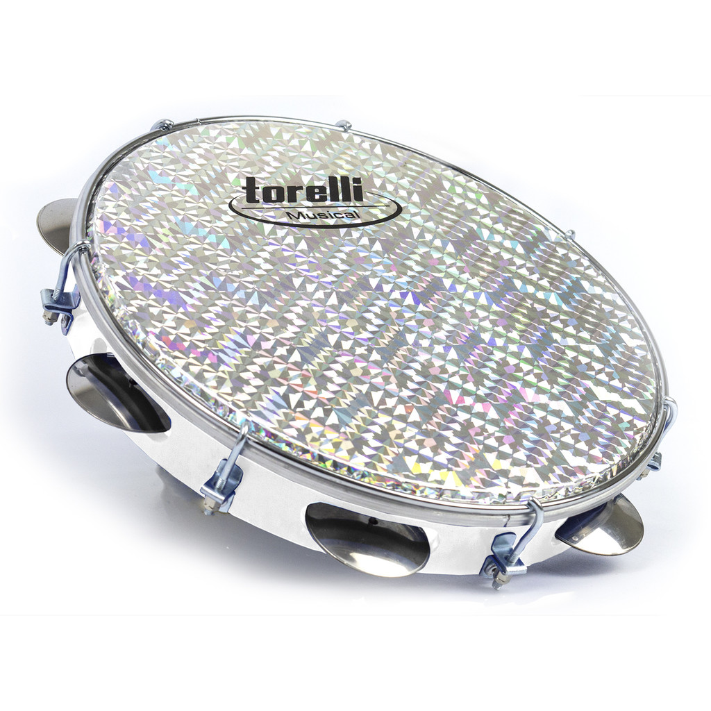 Pandeiro Injetado 10" Pele Holográfica Torelli TP 308 Branco