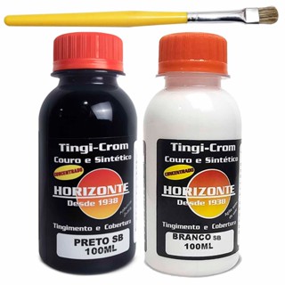 Tinta para couro preto e branco e pincel premium em Oferta na Shopee