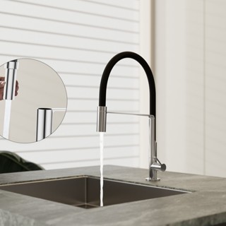 Torneira Gourmet de cozinha fria com bica flexível e suporte - cromado/preto/cinza em Oferta na Shopee