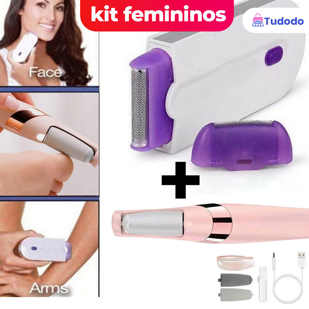 kit de cuidados femininos  Depilador recarregável sem fio 2 em 1 + Lixador de Pé Elétrico em Oferta na Shopee