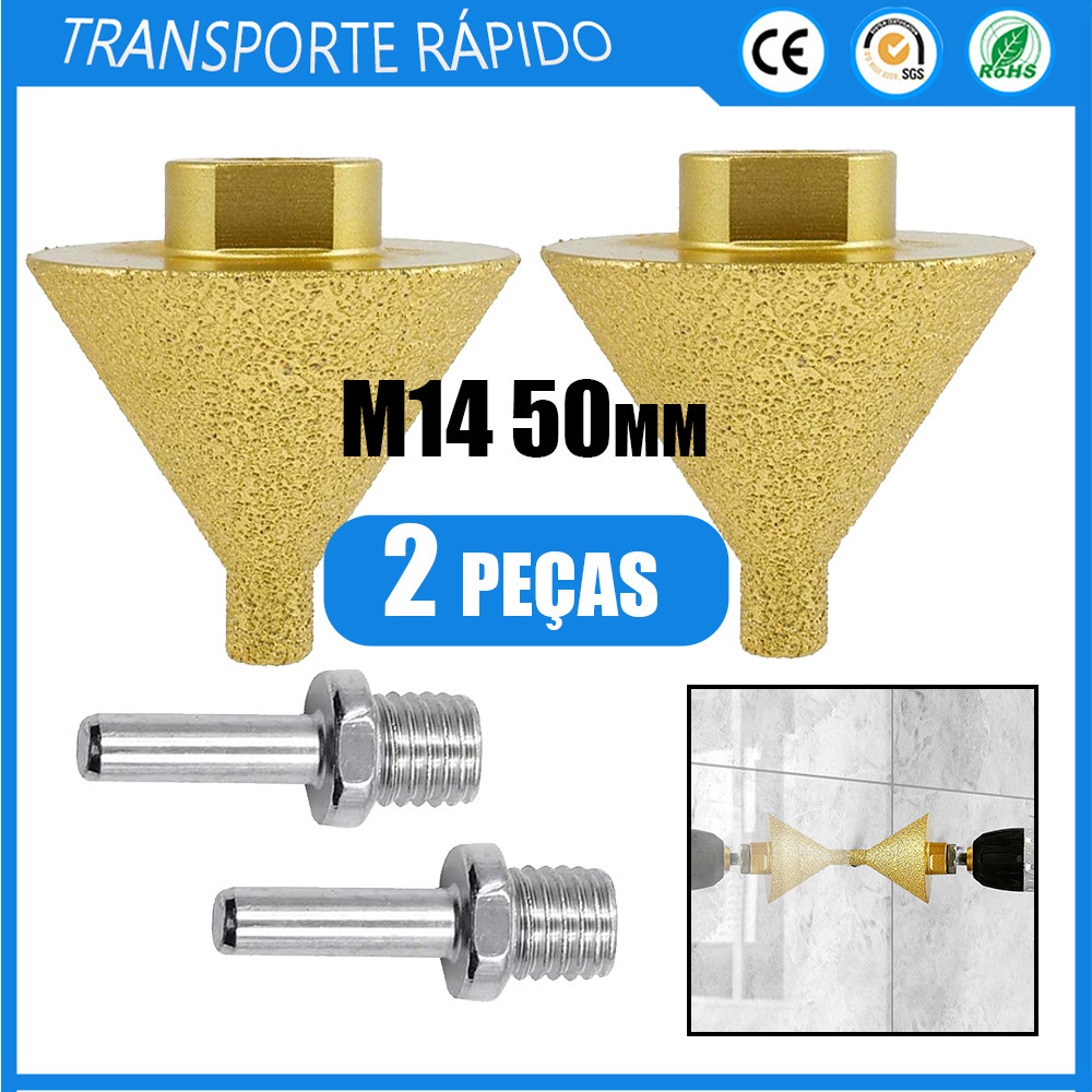2x rebarbadora angular de rosca M14 50mm alargador de furo de diamante abertura de furo broca pólo de ligação