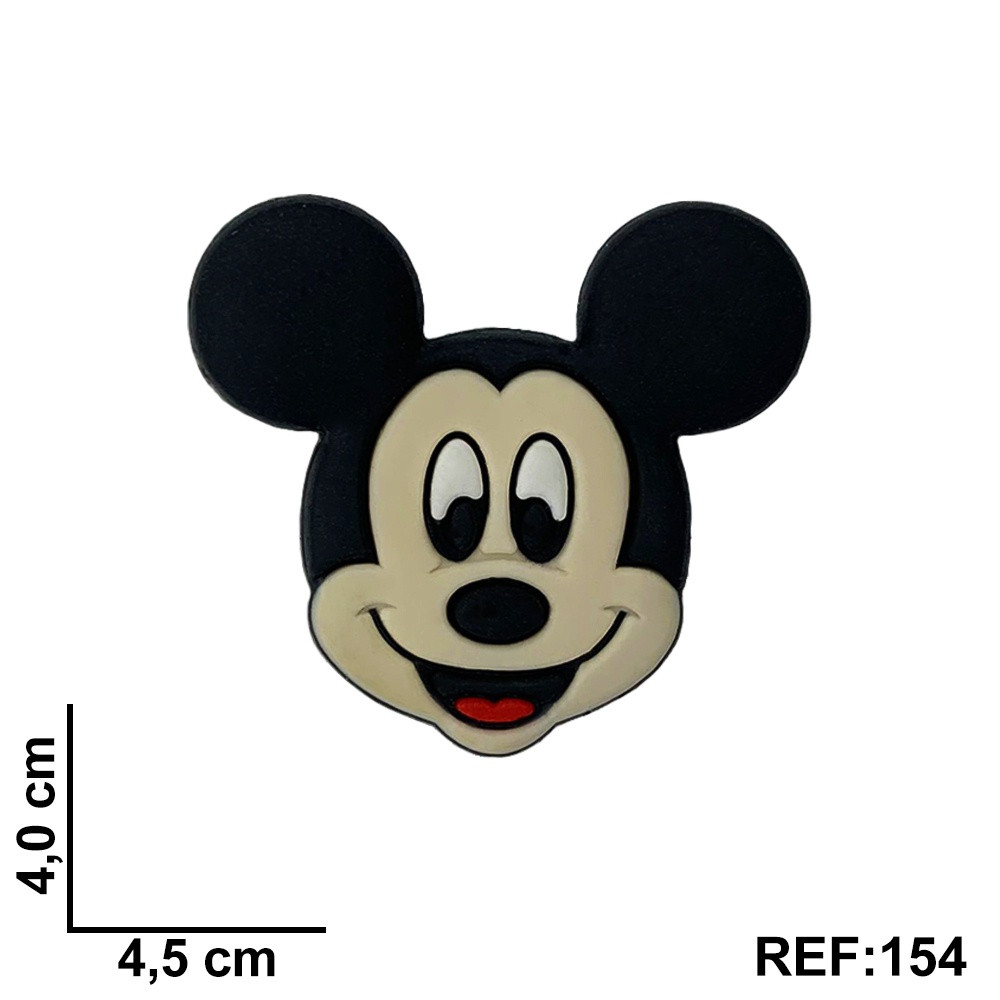 Aplique Emborrachado Kit 10 Unidades Mickey Rosto Maior para Sapatos e Artesanatos REF 154