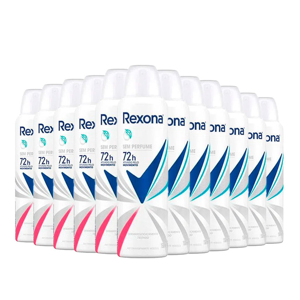 Kit Desodorante Aerosol Rexona Sem Perfume 150ml - 12 Unidades - Beauty