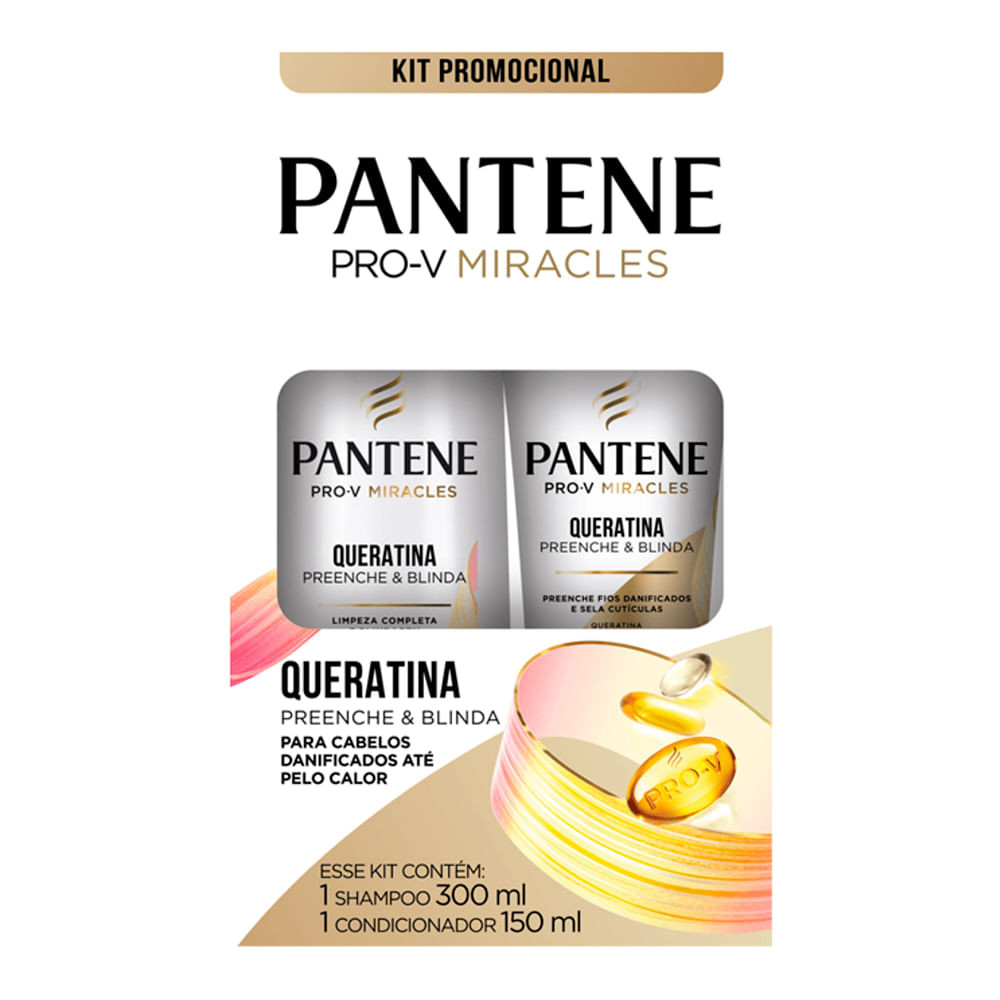Kit Pantene Shampoo 300ml + Condicionador 150ml Queratina - Beauty
