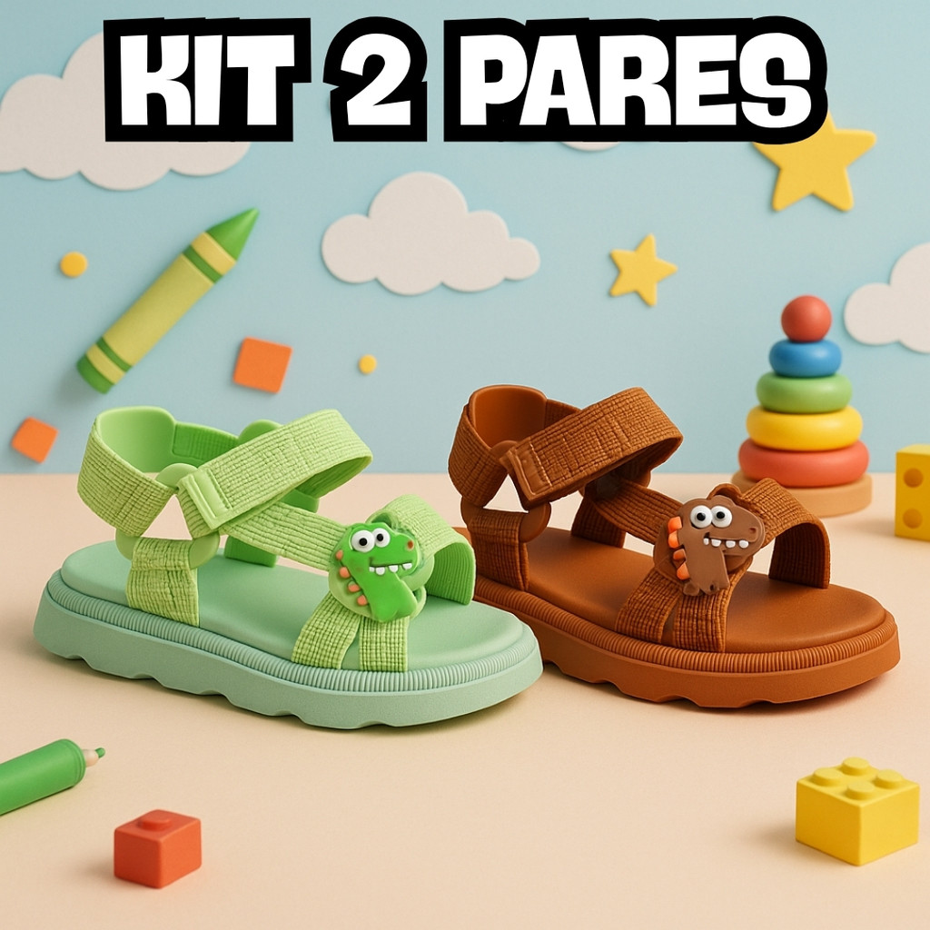 Kit 2 Pares Papete Mini Baby Sandália Infantil Masculina Macia Leve Mais Vendido