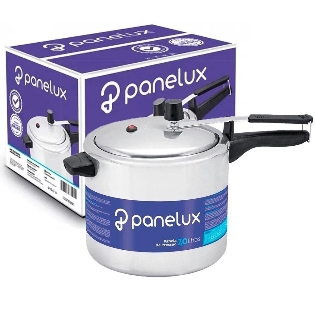 Panela de Pressão 7 Litros Classic Polida Alumínio Fechamento Interno Cabo Alça Baquelite Panelux em Oferta na Shopee