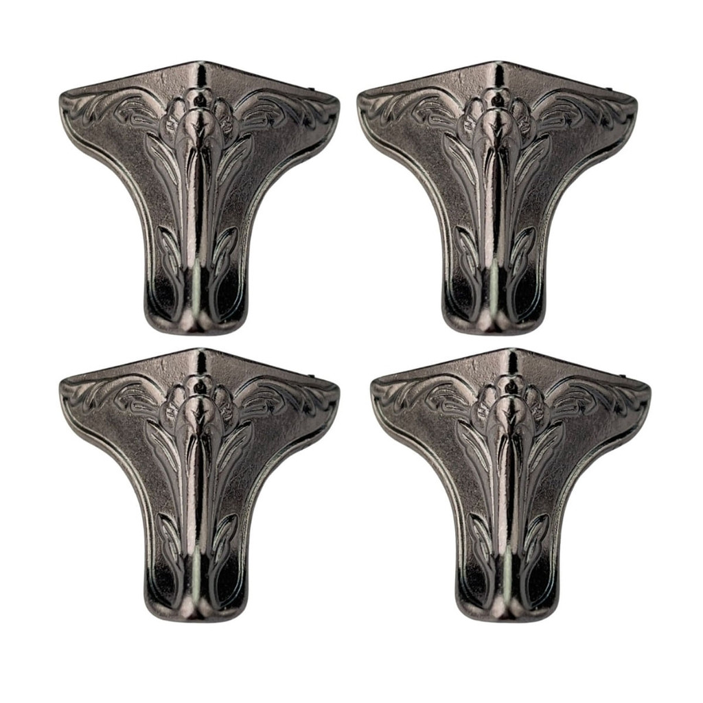 Pezinho Águia Tulipa em Metal Grafite 2,7x2,7cm Kit com 4 peças Acessório Decoração Artesanato Ferragem