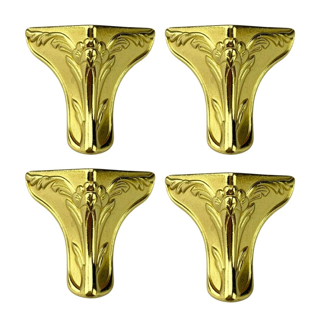 Pezinho Águia Tulipa em Metal Dourado 2,7x2,7cm Kit com 4 peças Acessório Decoração Artesanato Ferragem