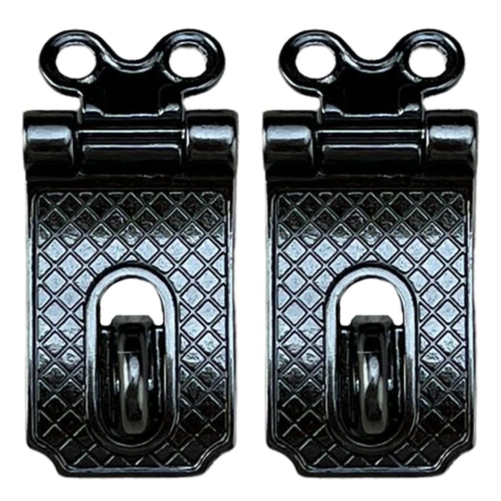 Fecho Porta Cadeado em Metal Grafite 4x2cm Kit com 2 peças Acessório Decoração Artesanato Ferragem