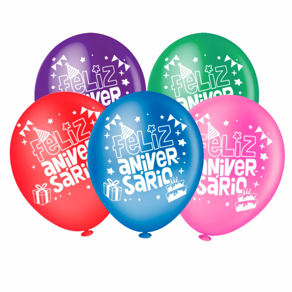 Balões Feliz Aniversário 8" Sortidos Para Festa Com 20 Unids em Oferta na Shopee