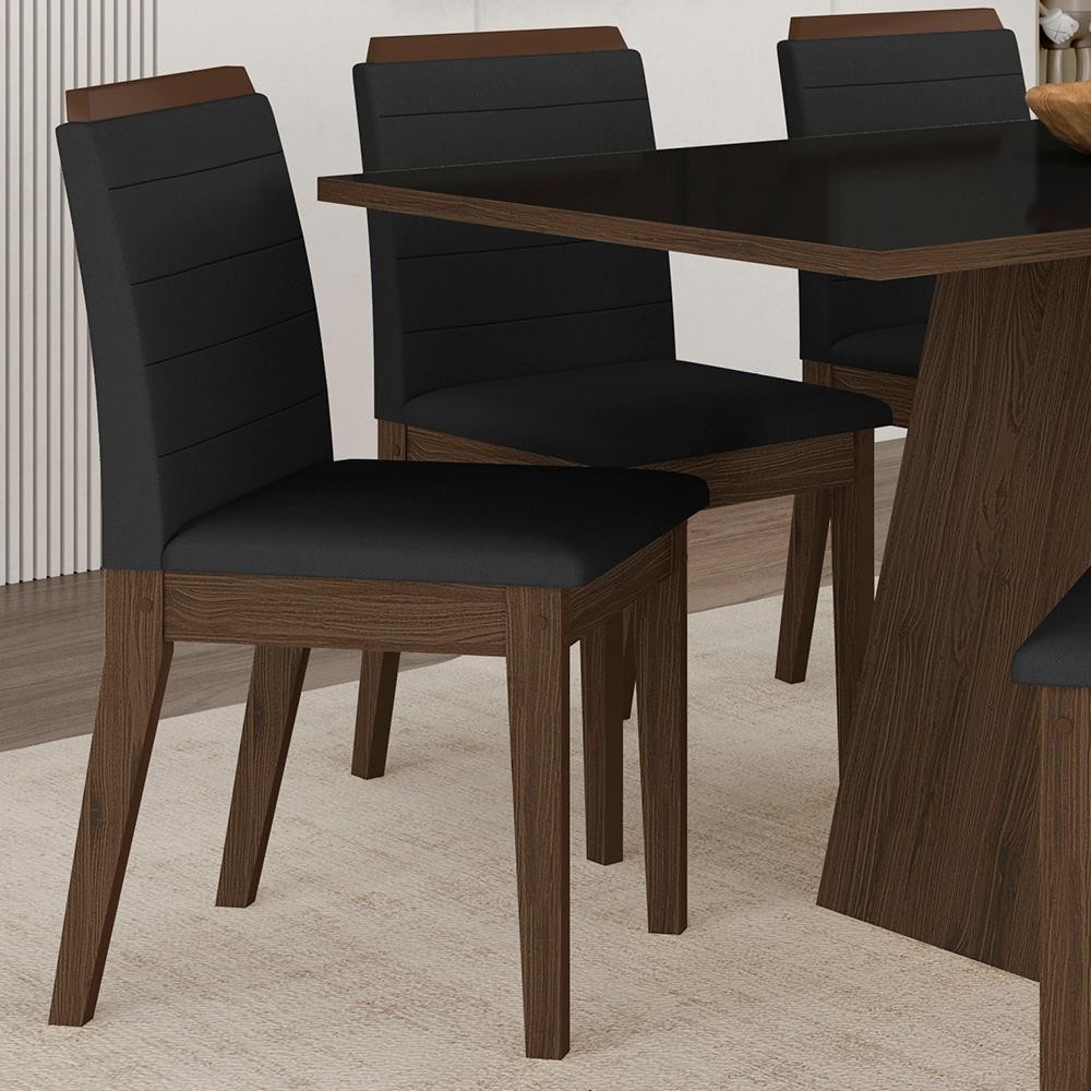 Detalhes do Mesa Com 6 Cadeiras 1,60 Nápoles Imbuia/preto/preto - Móveis Arapongas