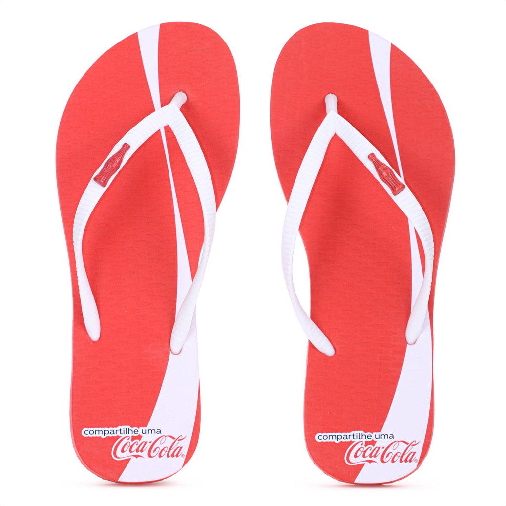 Chinelo Coca Cola Share a Coke Vermelho e Branco - Feminino em Oferta na Shopee