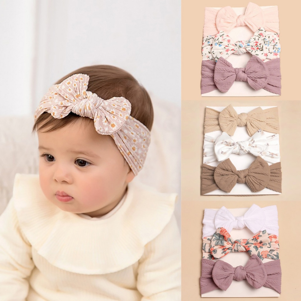 3 Pçs/Set Bebê Headbands Meninas Turbante Crianças Faixa De Cabelo Recém-Nascido Headwrap Acessórios Para O em Oferta na Shopee