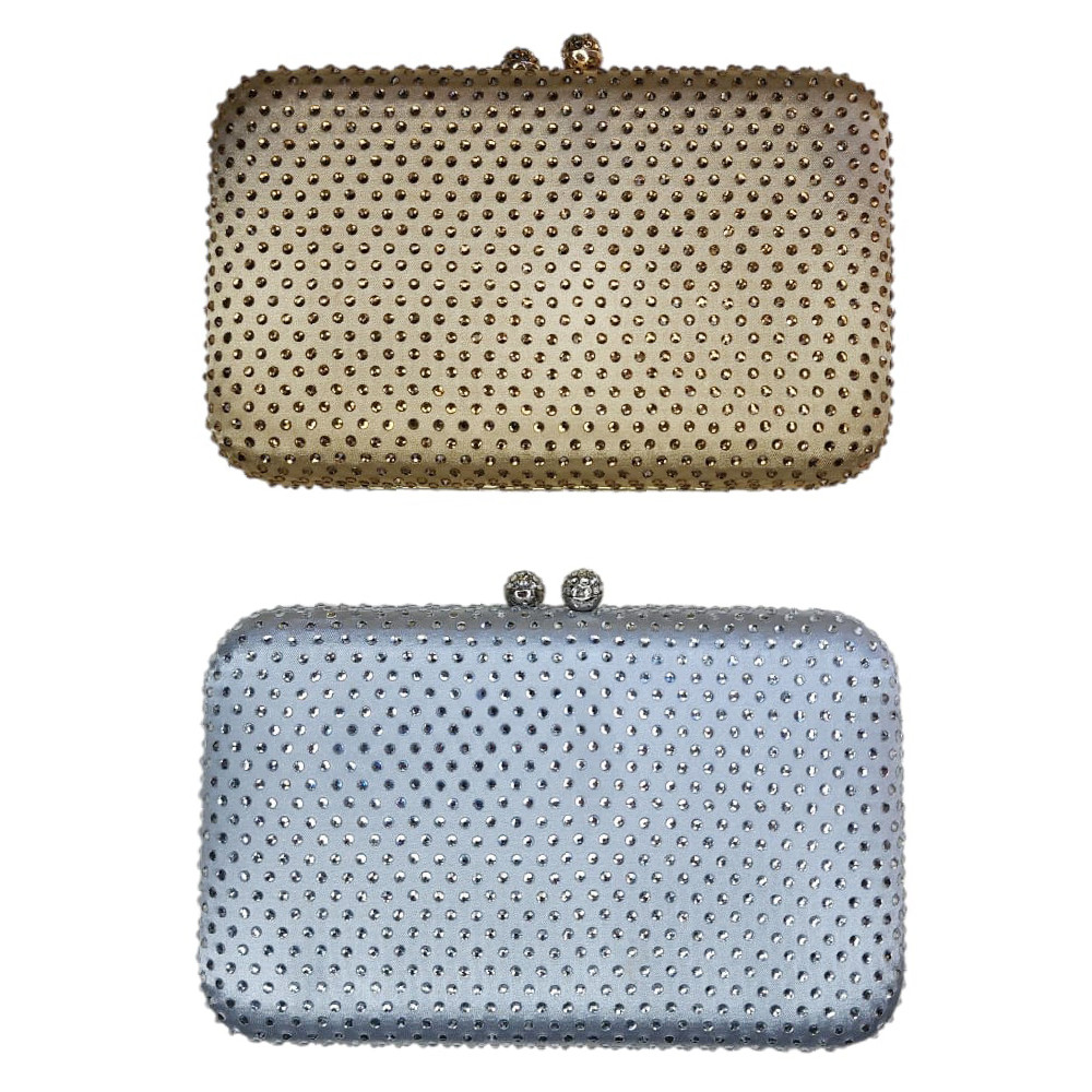 Bolsa Festa retangular com aplicação de cristais - Clutch Atlanta