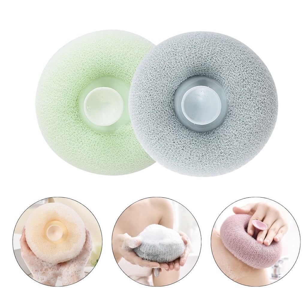 Kit 2 Esponja De Banho Corporal Limpeza De Pele Massagem Esfoliante C/ Ventosa em Oferta na Shopee