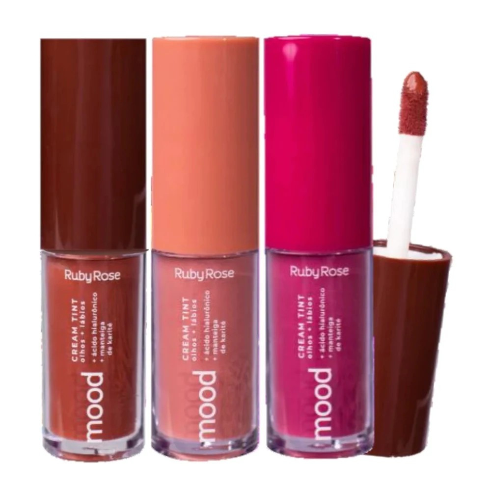 Queima de Estoque Val: 01/2027 Cream Tint Mood da Ruby Rose Multifuncional 3x1 Olhos Lábios Rosto Batom, Sombra ou Blush