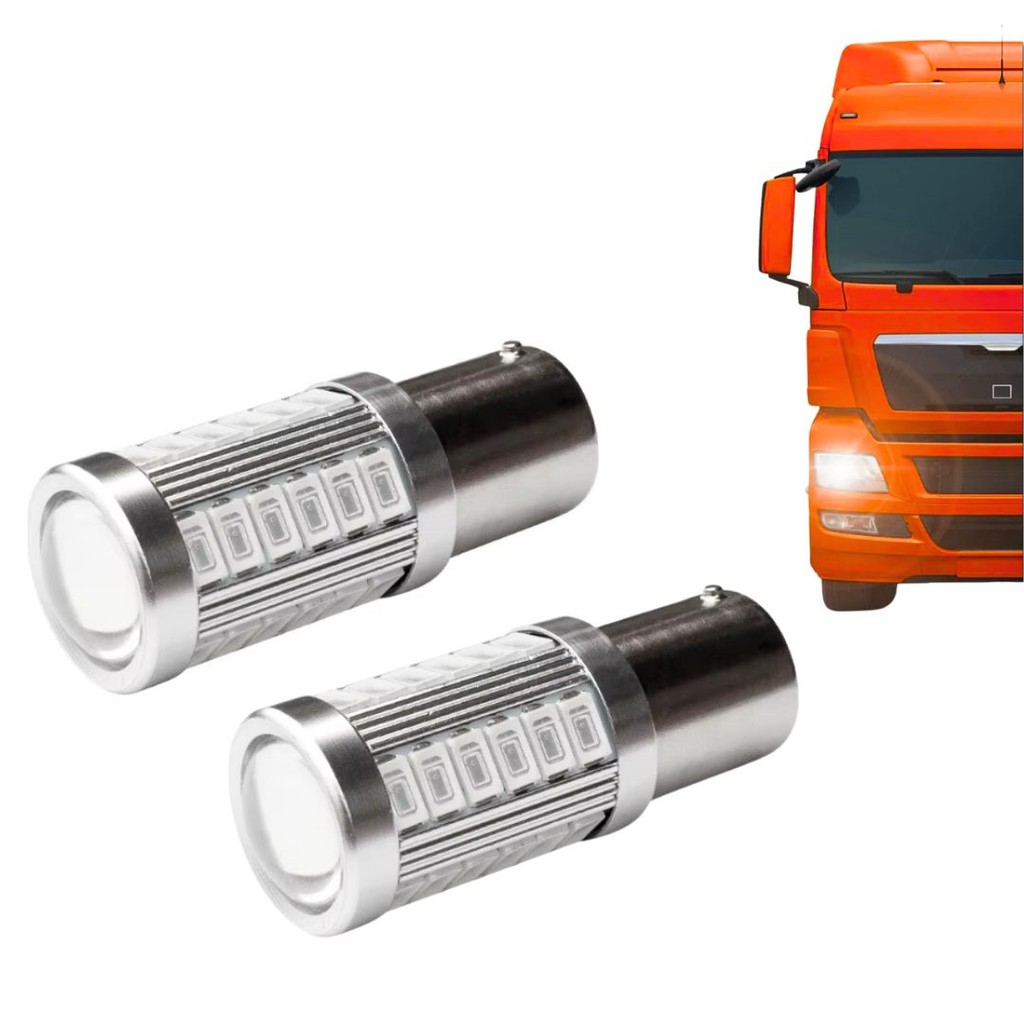 KIT 2 LAMPADA 33 LED CREE BAY15D 2 POLO P21/5W VERMELHO 24V