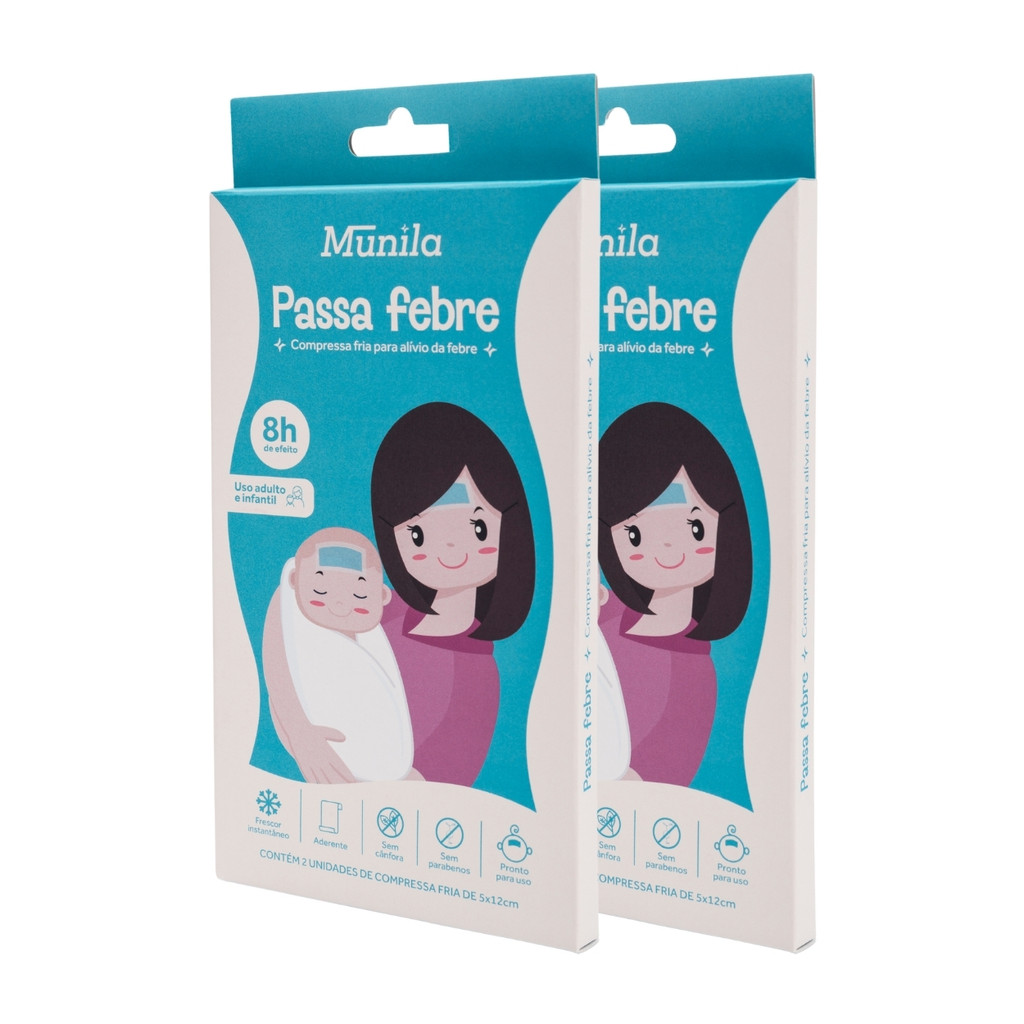 Kit 2 Compressa Fria Alívio Da Febre Infantil Adulto Munila em Oferta na Shopee